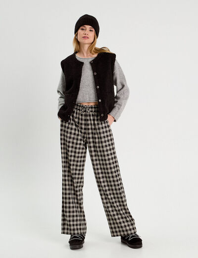 Pull cropped manches longues gris foncé femme