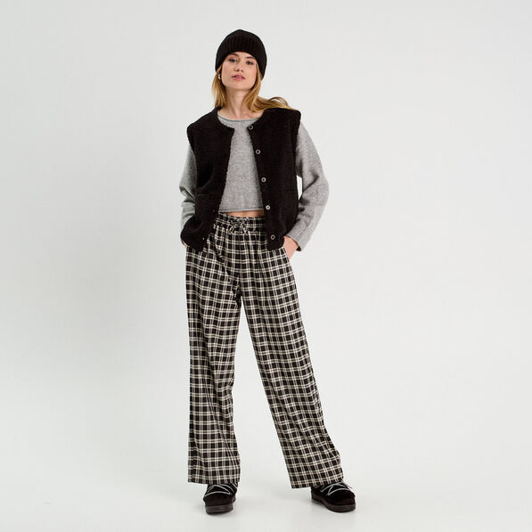 Pull cropped manches longues gris foncé femme