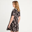 Robe évasée manches courtes noir femme