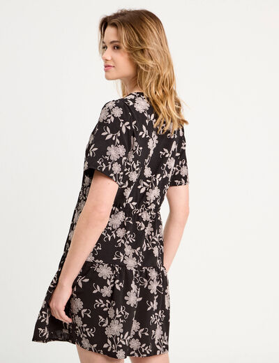 Robe évasée manches courtes noir femme