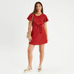 Robe évasée détail noeud vieux rose femme