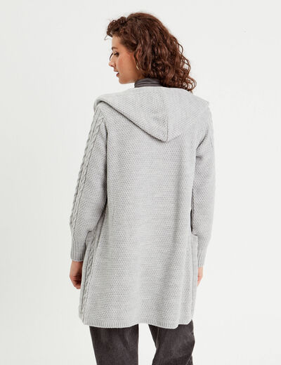 Gilet manches longues gris clair femme