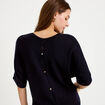Pull ample col v manches courtes bleu marine femme