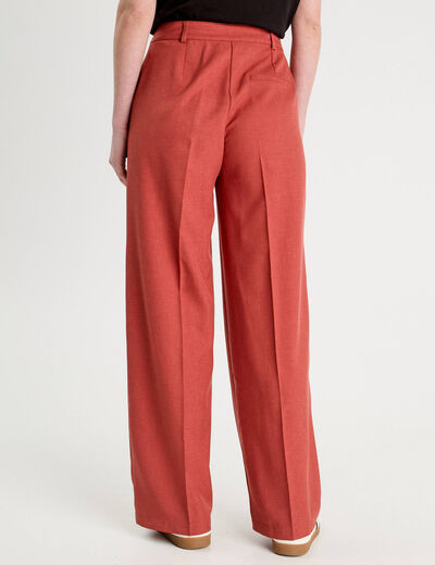 Pantalon droit large pinces vieux rose femme