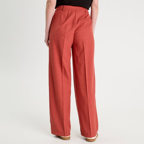 Pantalon droit large pinces vieux rose femme