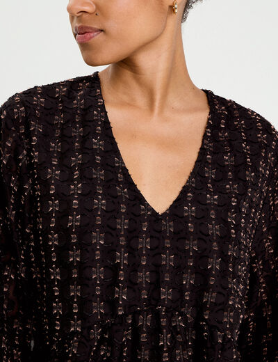 Blouse col V noir femme