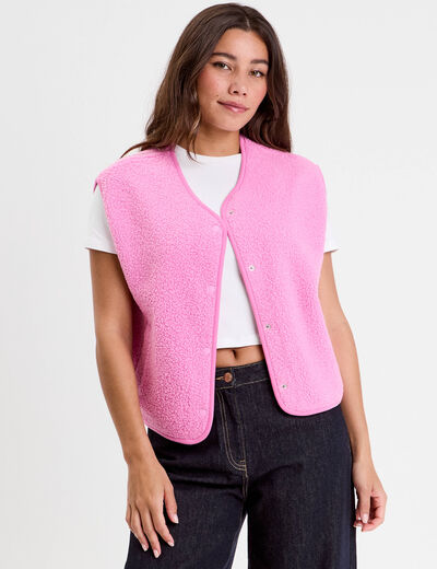 Gilet polaire sans manches rose femme