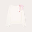 Pull avec noeud épaule ecru femme