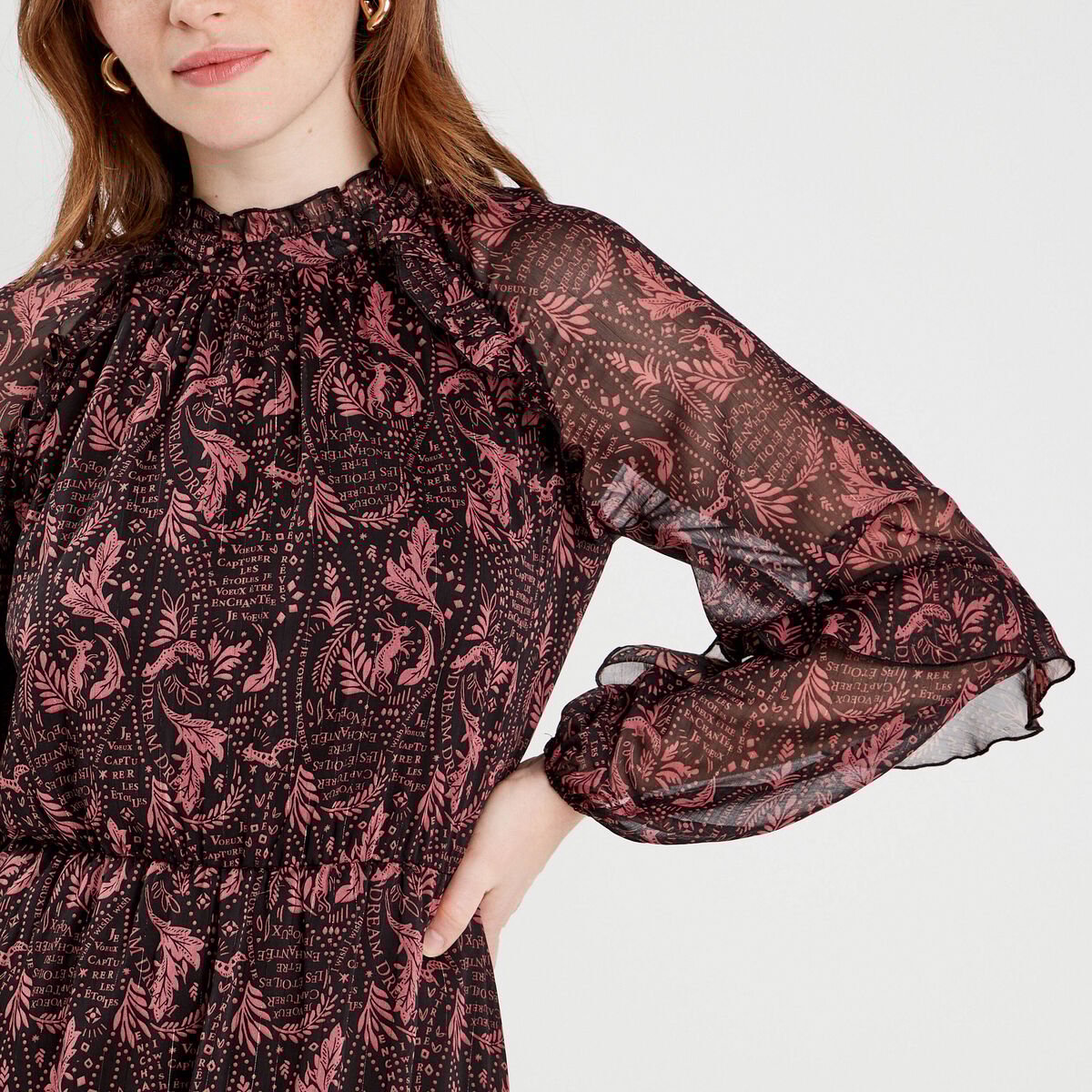 Robe longue évasée noir femme