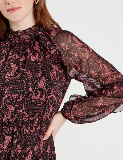 Robe longue évasée noir femme