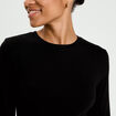 T-shirt cintr&eacute; col rond manches longues noir femme