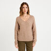Pull avec col en V taupe femme