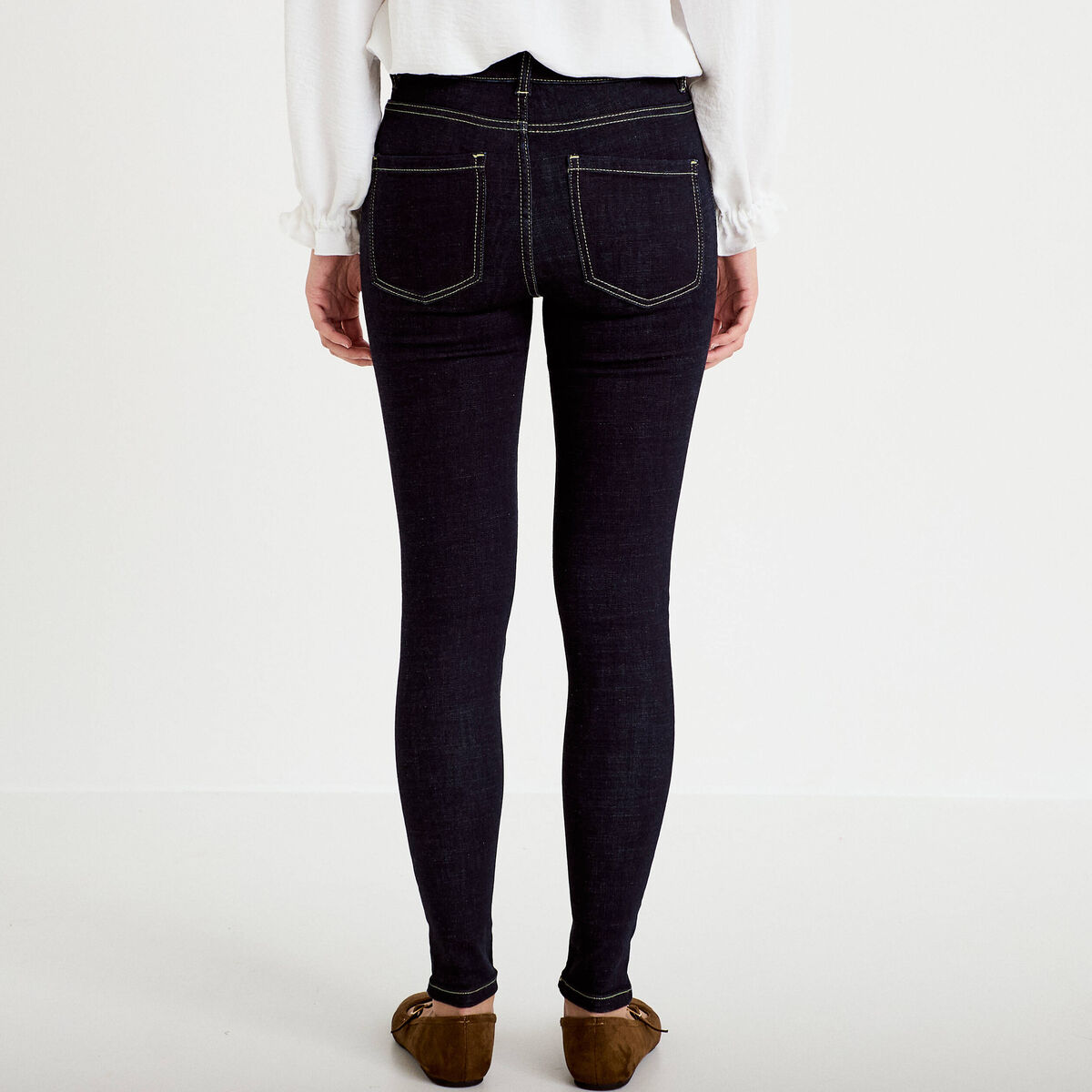 Jean skinny taille haute denim brut rinse femme