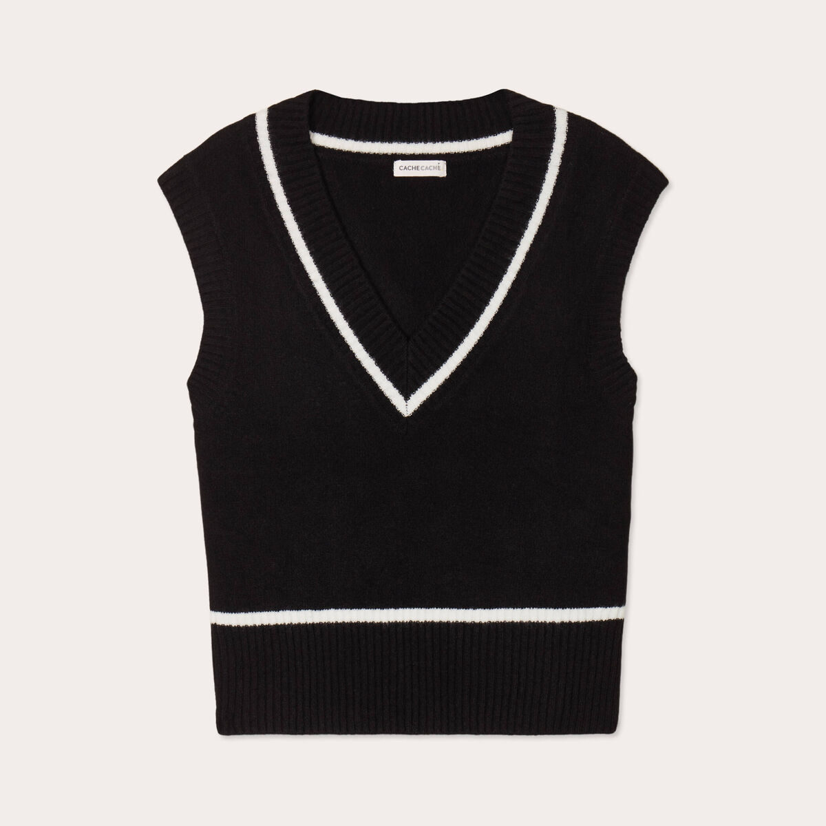 Pull sans manches noir femme