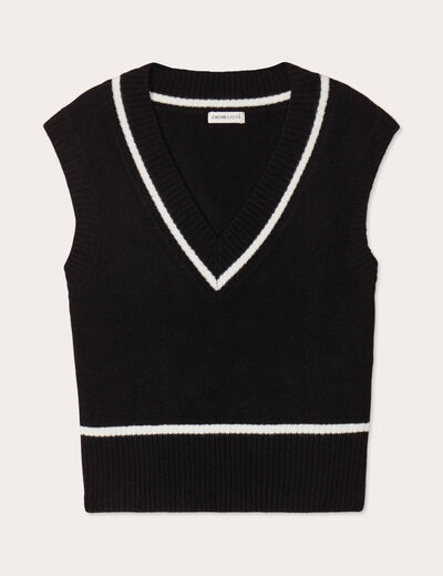 Pull sans manches noir femme