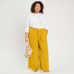 Pantalon large fluide jaune citron femme