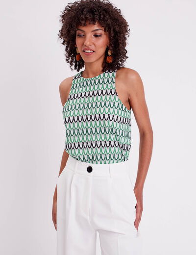 Débardeur doublure crochet vert femme