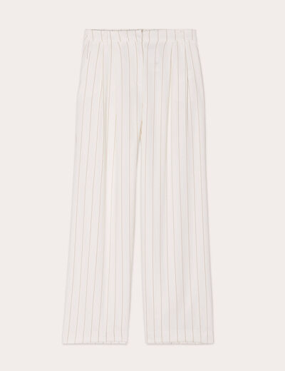 Pantalon large avec plis blanc femme