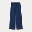 Pantalon large taille standard bleu femme