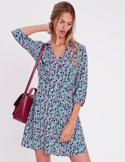 Robe évasée fluide noir femme