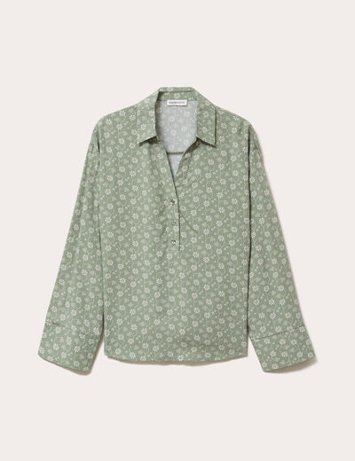 Vareuse droite courte col classique vert femme
