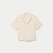 Chemise droite pliss&eacute;e manches courtes ecru femme