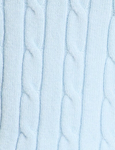 Pull manches longues torsades bleu pastel femme