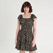 Robe évasée manches courtes noir femme