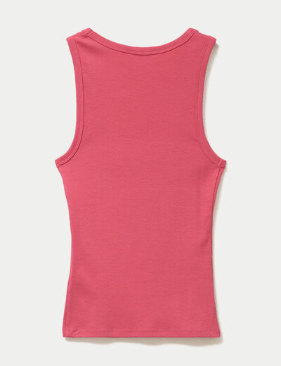 D&eacute;bardeur c&ocirc;tel&eacute; col rond rose framboise femme