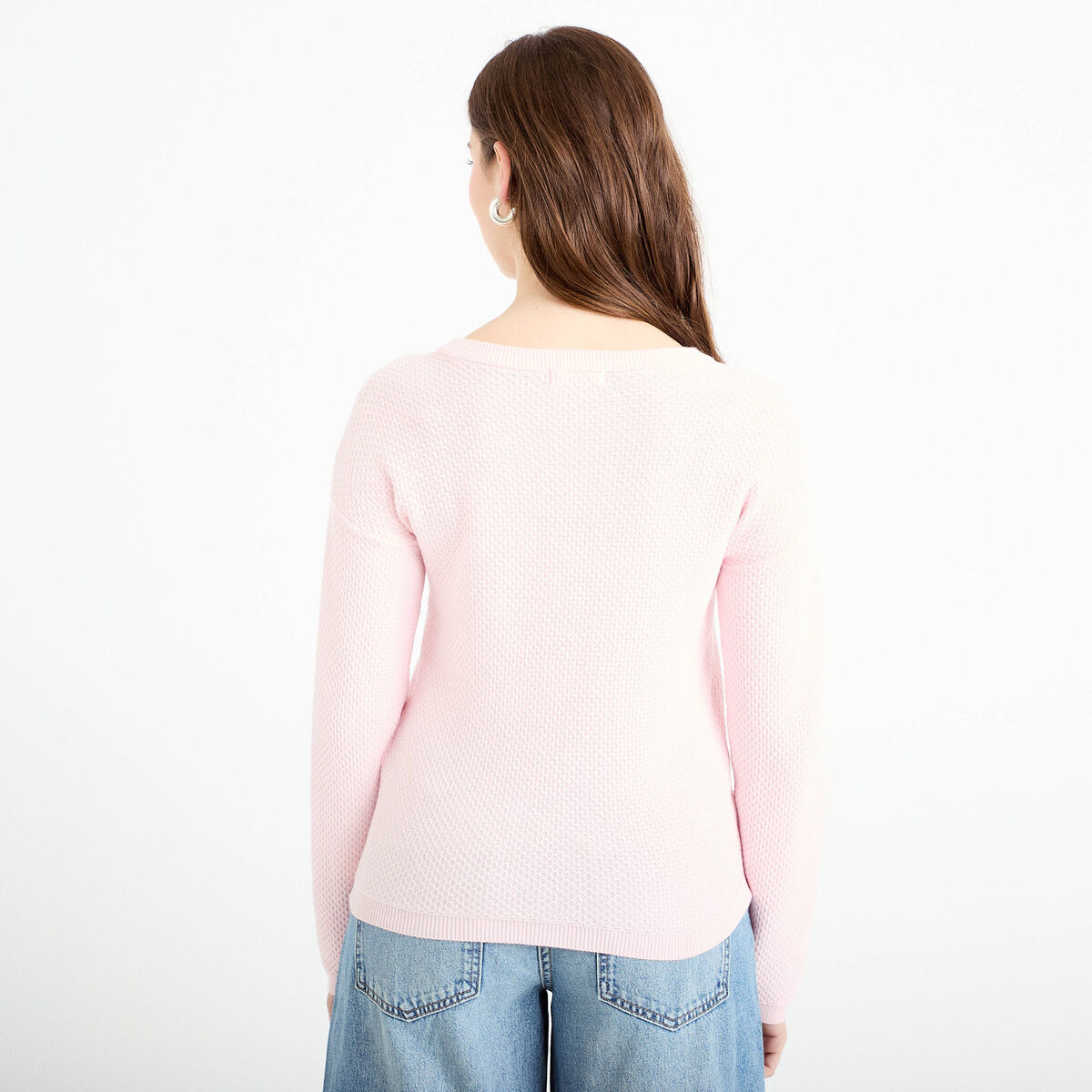 Pull manches longues rose clair femme