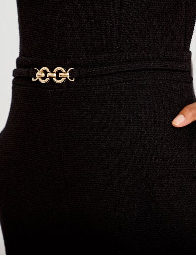 Combinaison large sans manches ceintur&eacute;e noir femme
