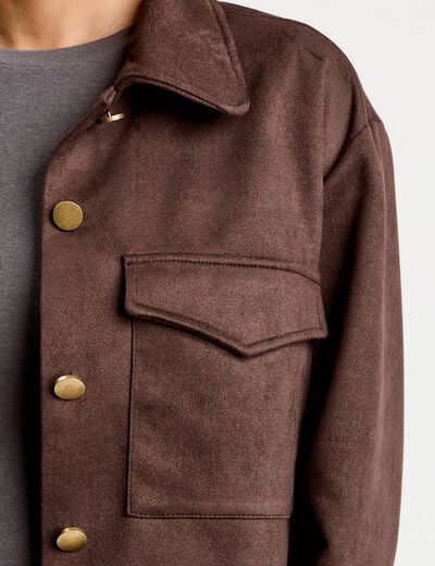 Veste suédine droite marron foncé femme