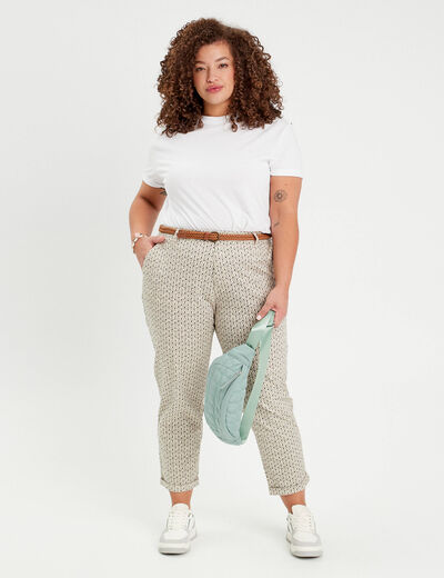 Pantalon chino slim 7/8ème blanc femme
