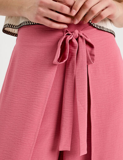 Pantalon large fluide pans vieux rose femme
