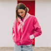 Gilet sans manches effet polaire col v rose fushia femme