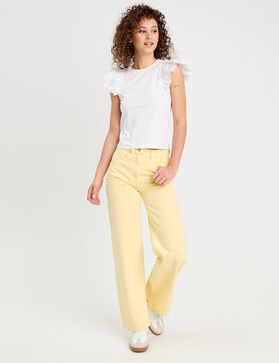 T-shirt manches volants blanc femme