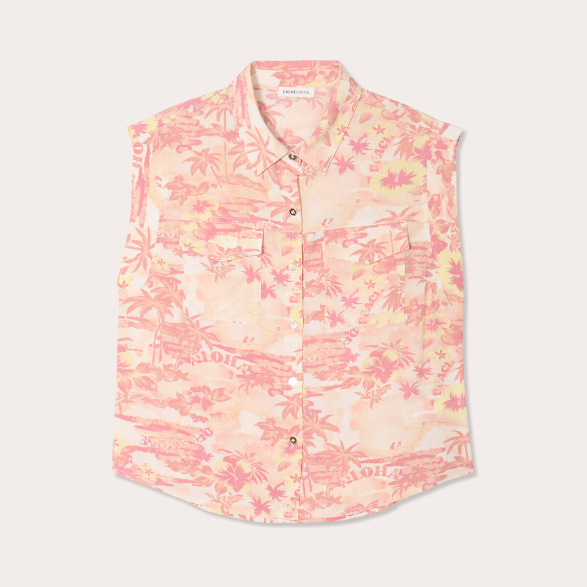 Chemise sans manches beige femme