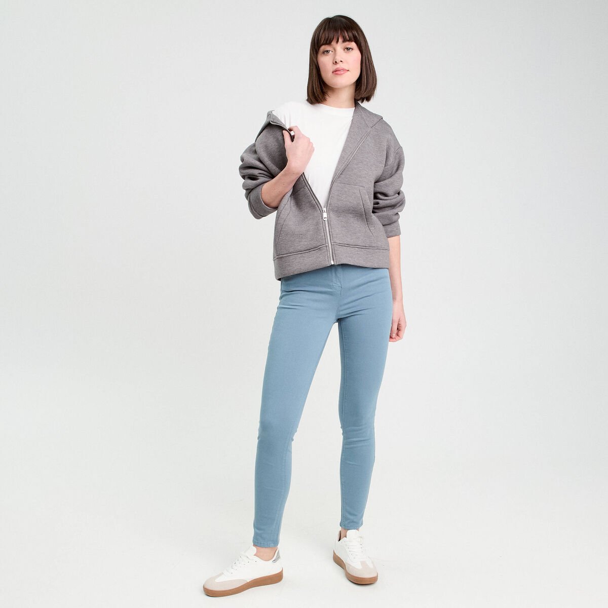 Jeans slim 5 poches bleu femme
