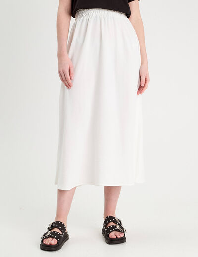 Jupe longue évasée ecru femme