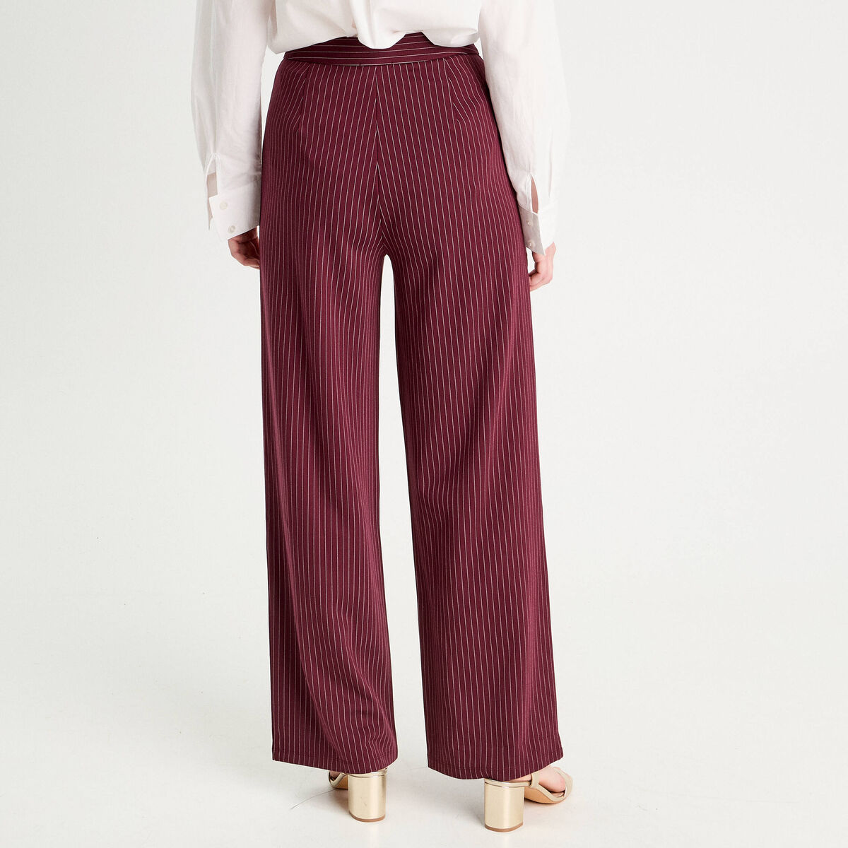 Pantalon jambe large bordeaux femme