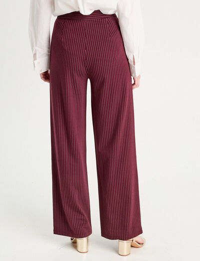 Pantalon jambe large bordeaux femme