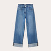 Jeans droit à revers denim double stone femme