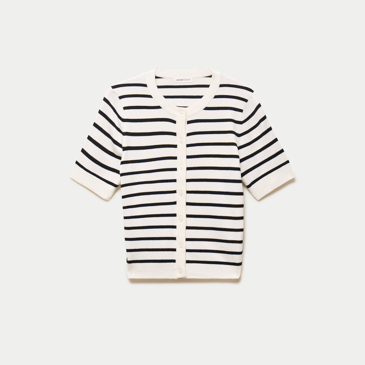 Gilet ajust&eacute; manches courtes fin blanc femme