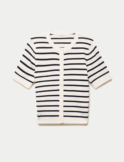 Gilet ajust&eacute; manches courtes fin blanc femme
