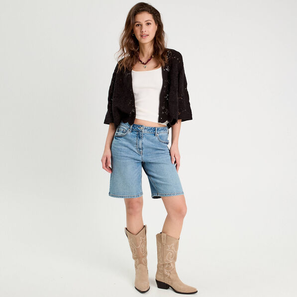 Gilet aspect crochet noir femme
