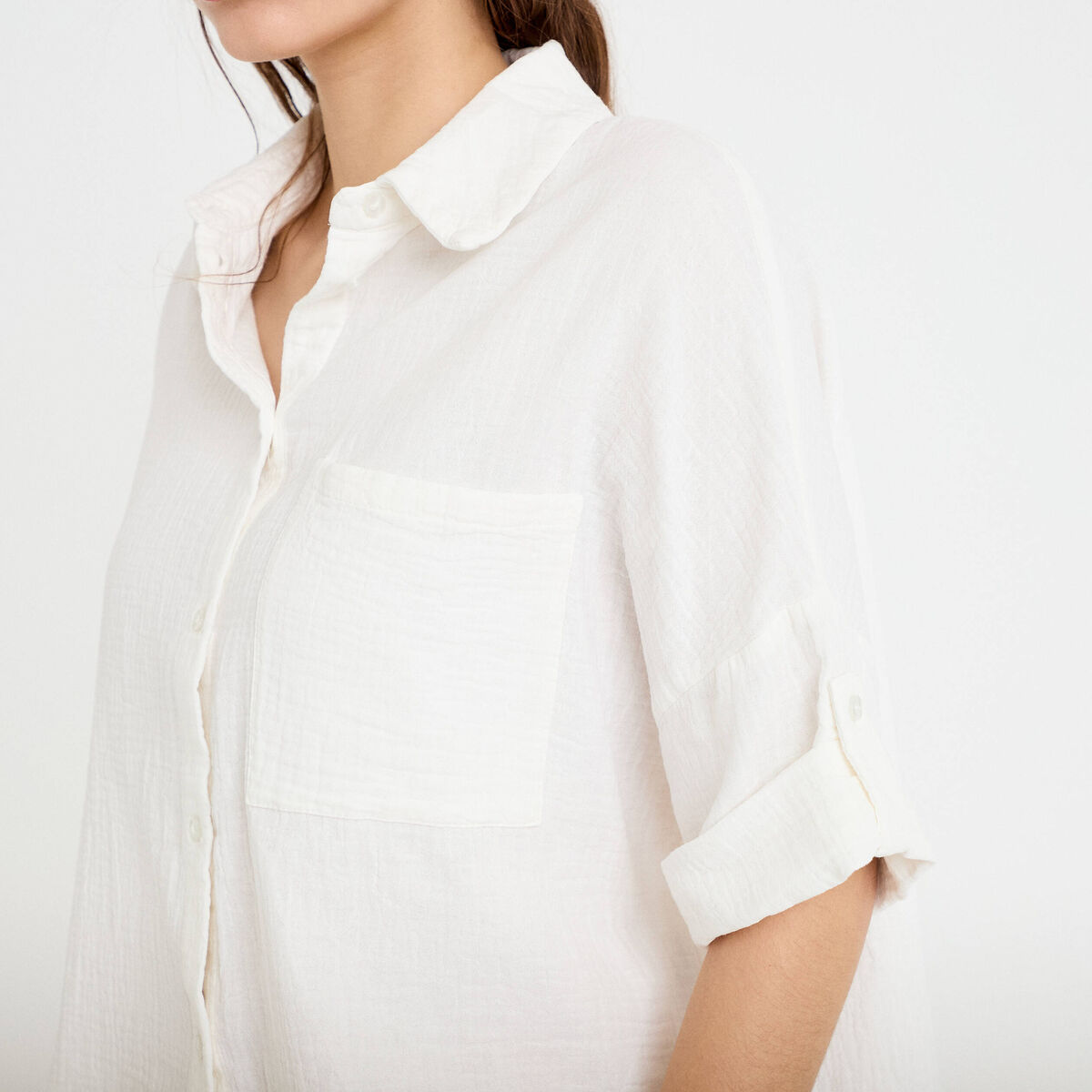 Chemise manches 3/4 ecru femme