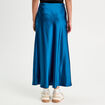 Jupe midi droite effet satin bleu marine femme