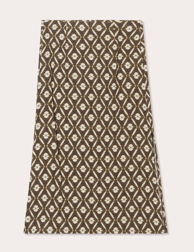 Jupe midi évasée vert femme