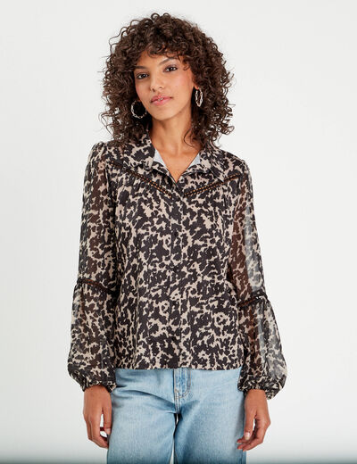 Blouse manches longues beige femme