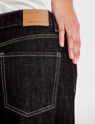 Jean wide leg taille basse denim noir femme